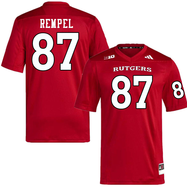 Men #87 Liam Rempel Rutgers Scarlet Knights 2024 College Football Jerseys Stitched-Scarlet